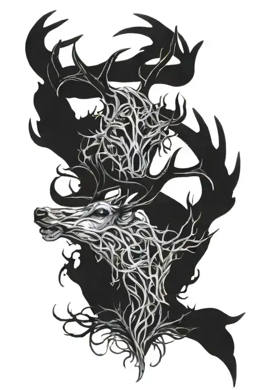 Two Deer Antlers Twisted Together