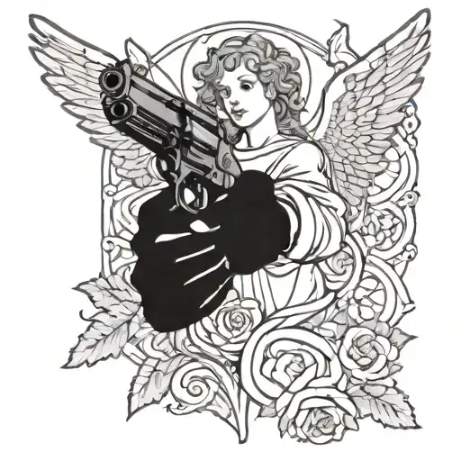 Angel Holding Revolver Gun