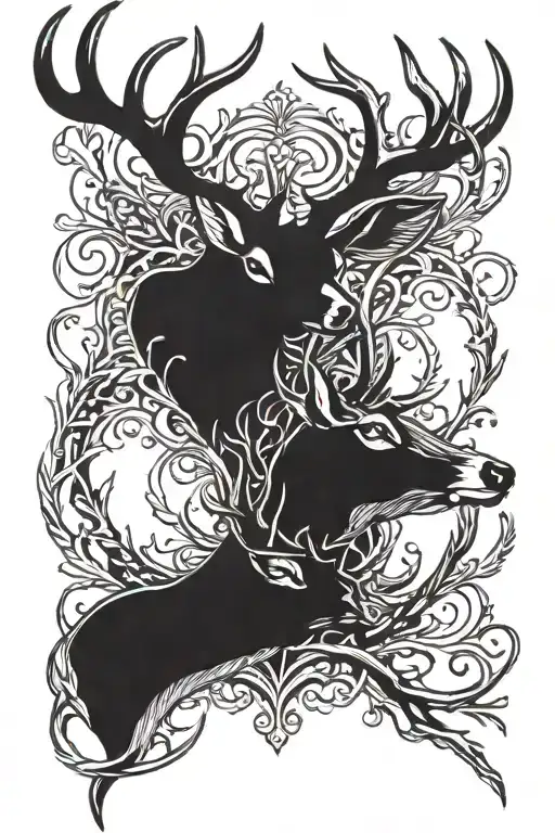 Two Seperate Deer Antlers Twisted Together Symbolizing Togetherness