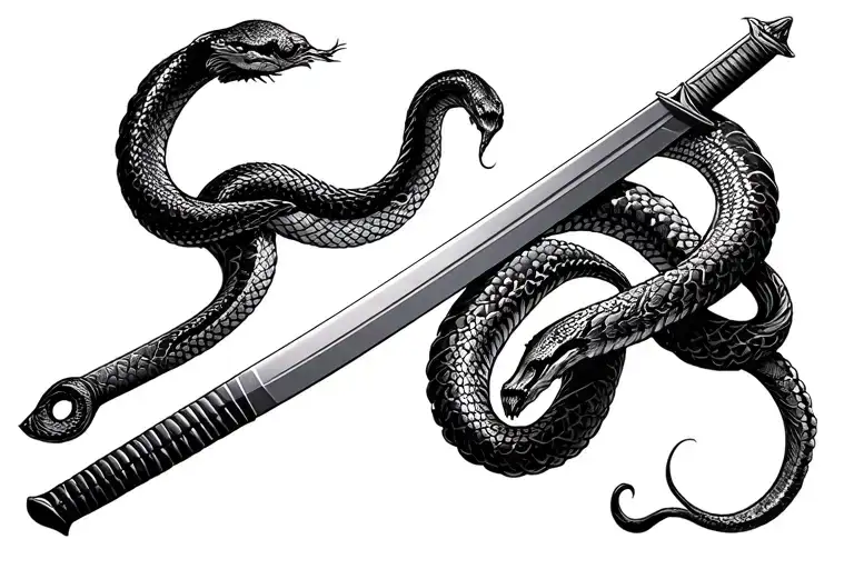 Katana Sword With Snake Wrapped