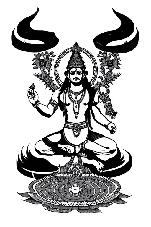 Band Tattoo With Hanuman Ji Gada Chakra Shank