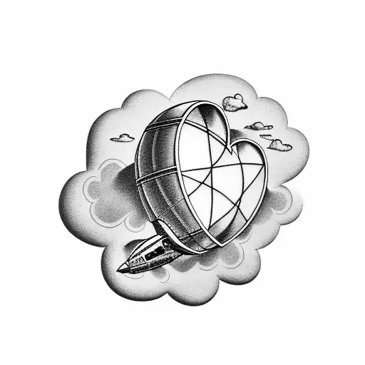 A Vintage Airplane Soaring Through A Heart-shaped Cloud