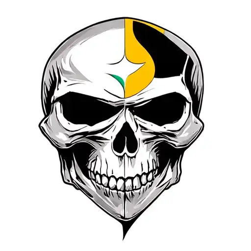 Skull On The Face Steelers Emblem Merged Together