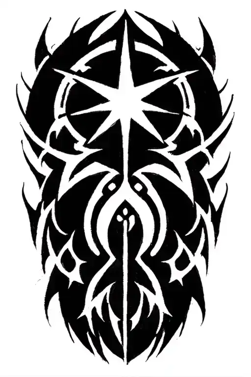 Chaos Symbol Star 8 Points Tribal