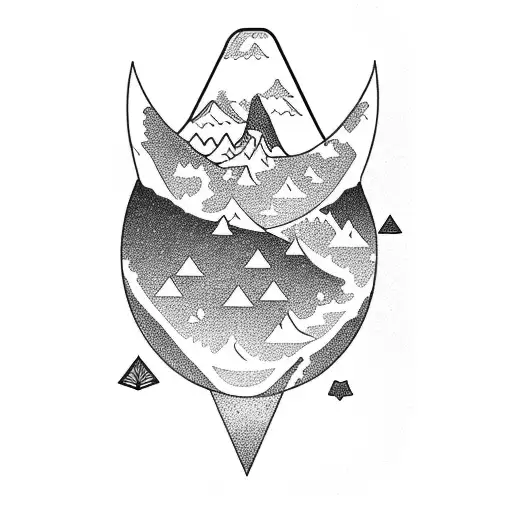 A Silhouette Of A Hiker Surrounded By Anime-inspired Nature Elements