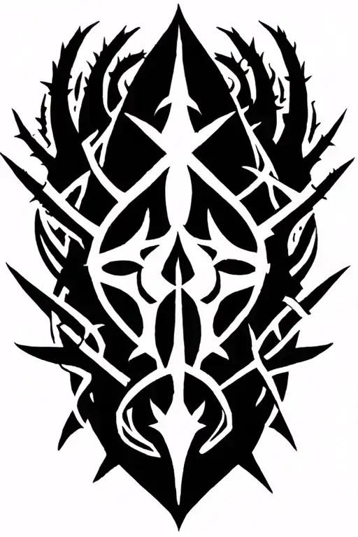 8 Pointed Tribal Tattoo Spearheaded Tips Wrapped In Thorns