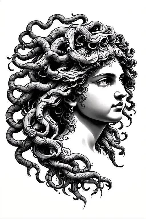 Medusa Tattoo With Face Of Greek Goddess