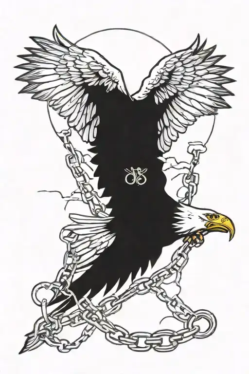 An Eagle Breaking Chains With Lightning In The Background In The Theme Of Momento Mor