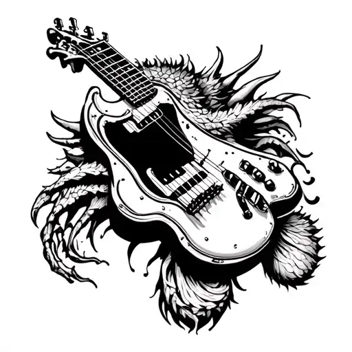 Bass Guitar Creature With Piano Mouth Open