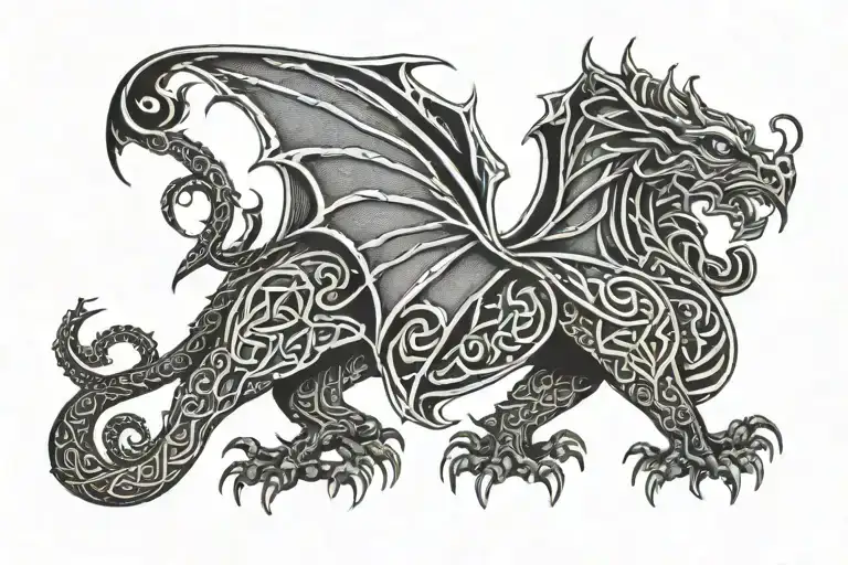 Welsh Dragon With Celtic Backround