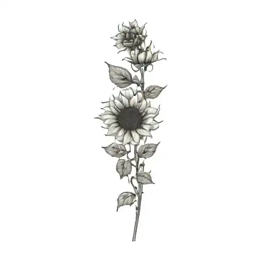 Long Stem Sunflower Intertwined