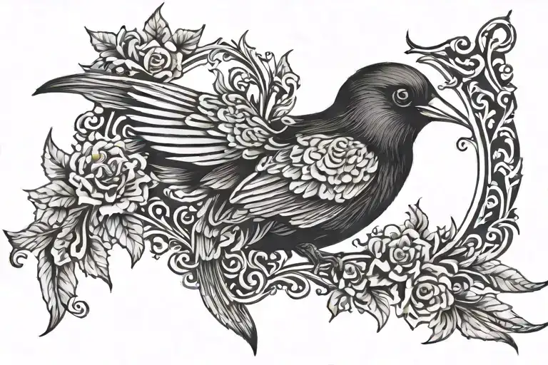 Goth Bird Throat Tattoo Design