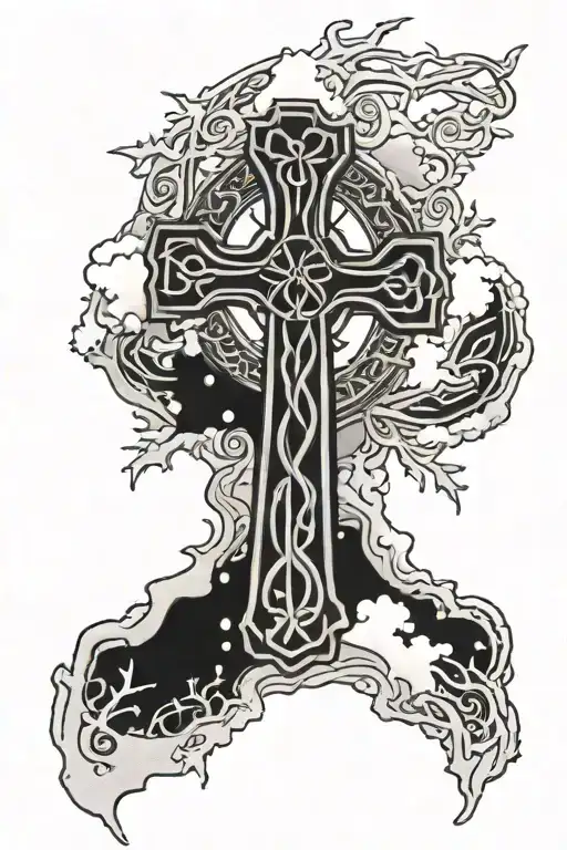 Celtic Cross Covered In Snow