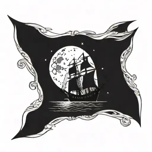 A Pirate Ship Sailing Under A Full Moon With A Bottle Of Rum And A Corona In Hand