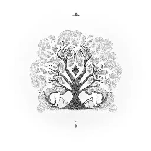 Mother And Baby In Tree Of Life