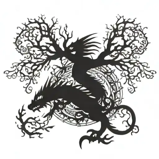 Yggdrasil With A Dragon Intertwined
