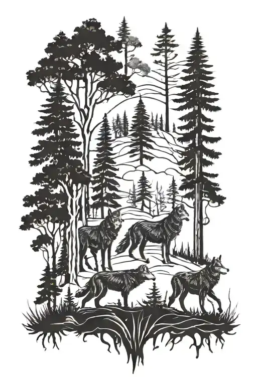 Wolfs Forest Trees Background Looking