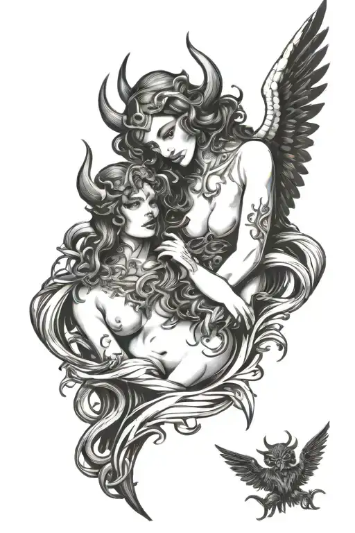 Sexy Angel And Devil Half Angel