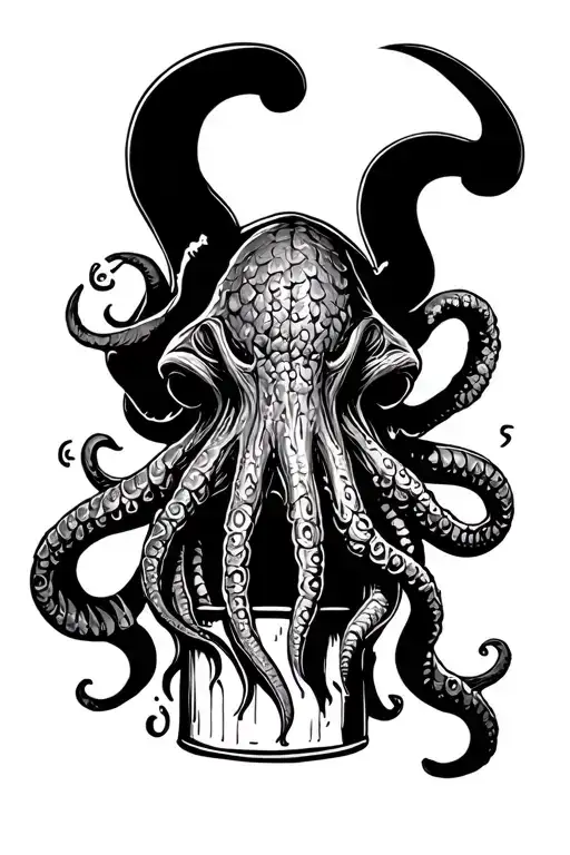 Cartoon Version Of Cthulhu With Beer Mug