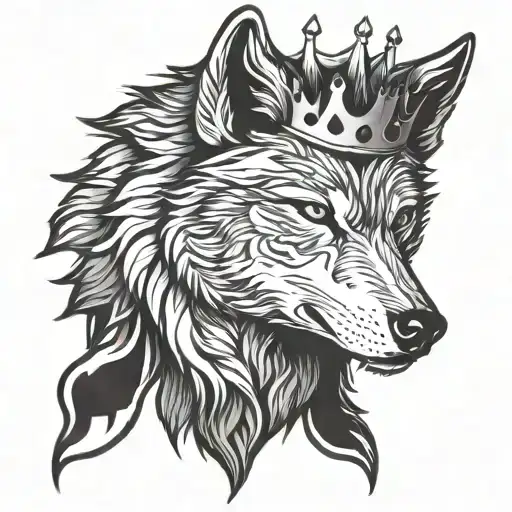 Wolf With Crown Surrounded