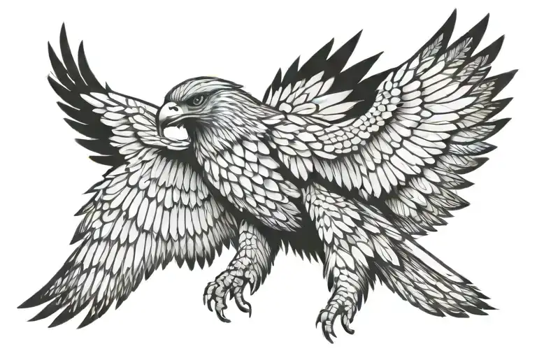 Hawk With Outstreatched Wings Spread