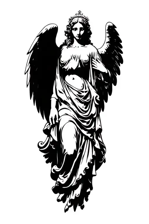 Angel With Spread Wings Looking