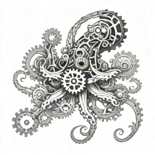 Mechanical Octopus With Gears And Pistons Inspired By Steampunk Aesthetics