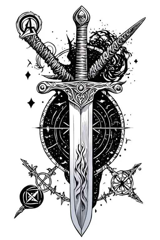 Sword And Astrology Symbols