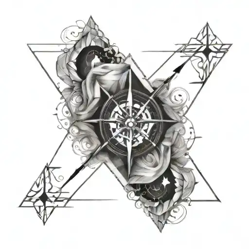 Triangles Compass Upper Half Sea Lower Half Sleeve