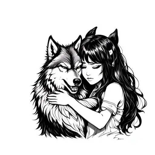 Angry Wolf Hug Girl
