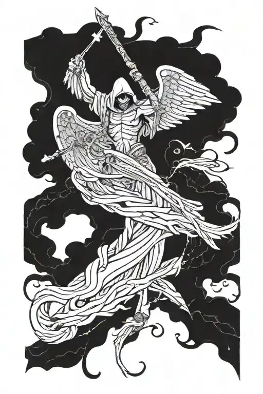 Half Fallen Angel Half Grimm Reaper Full Body