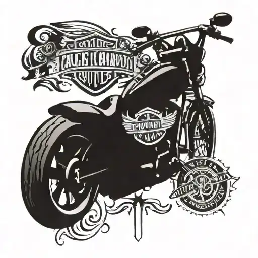 Suicide Awareness Symbol And Harley Davidson Motorcycle