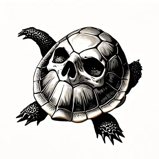 Simple Gothic Tattoo Of A Turtle Shell With The Scutes Arranged In The Shape Of A Skull