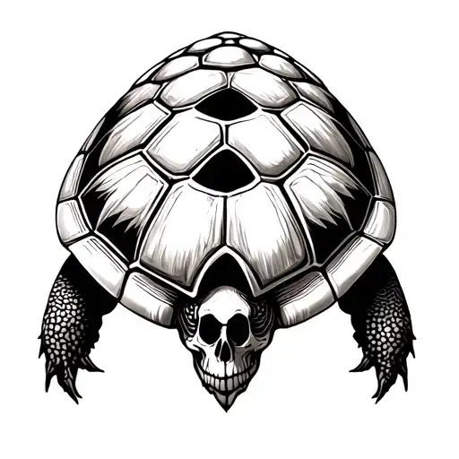 Simple 2D Gothic Tattoo Of A Turtle Shell With The Scutes Arranged In The Shape Of A Skull