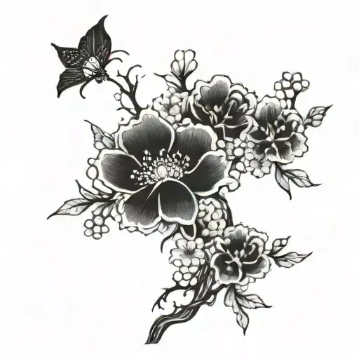 Goth Aesthetic Flowers Arrangement In The Shape Of Japan