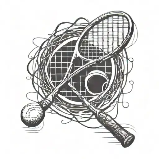 A Tennis Racket And Ball Morphing Into A Decathlon Symbol