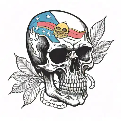 Skull And Venezuelan Flag Waving
