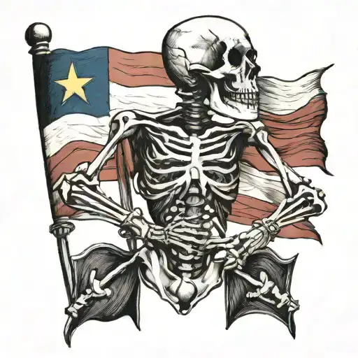 Skeleton And Venezuelan Flag Flying