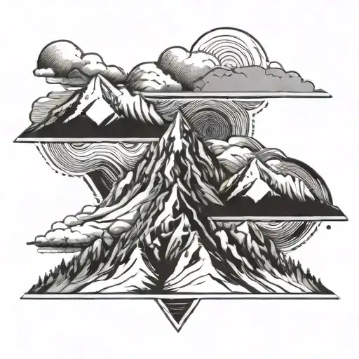 A Majestic Mountain Range With A Hidden Ambulance Symbol Incorporated Within The Peaks