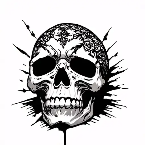 Skull Hiding Behind A Mask While Crying