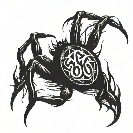 Gothic Chest Tattoo Of A Spider With A 666 Written In Its Body