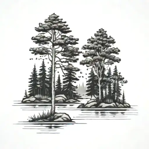 Forest Clearing Fir Tree Acacia Water