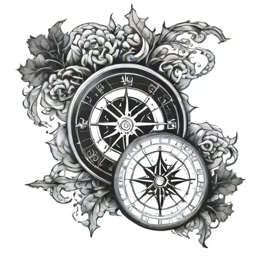 Vegvisir Compass And Aegishjalmur Tattoo Design