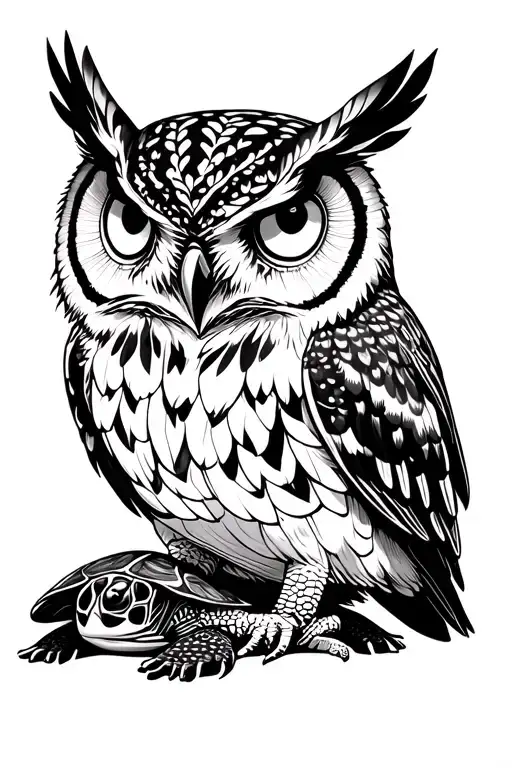 Owl With Turtle Surrounded