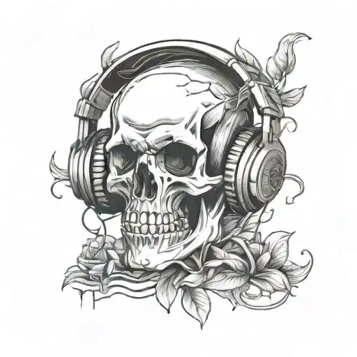 Skull Wearing Headphones