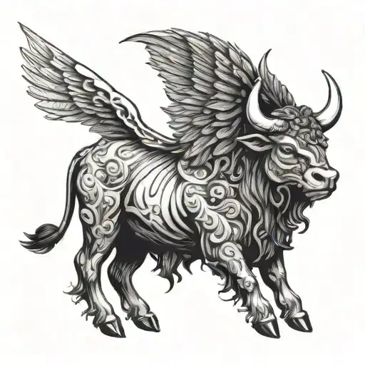 Winged Bull Looking To The Side