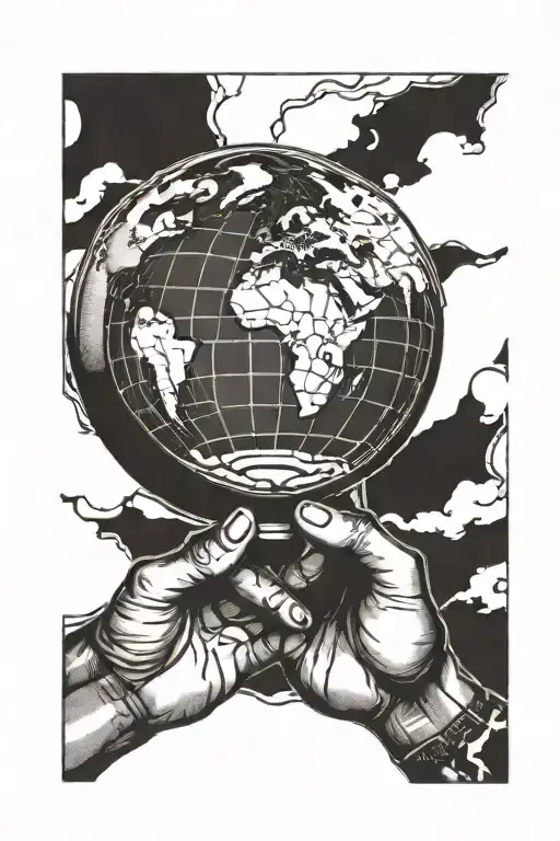 Man Holding The Globe Saying The World Is Yours Written