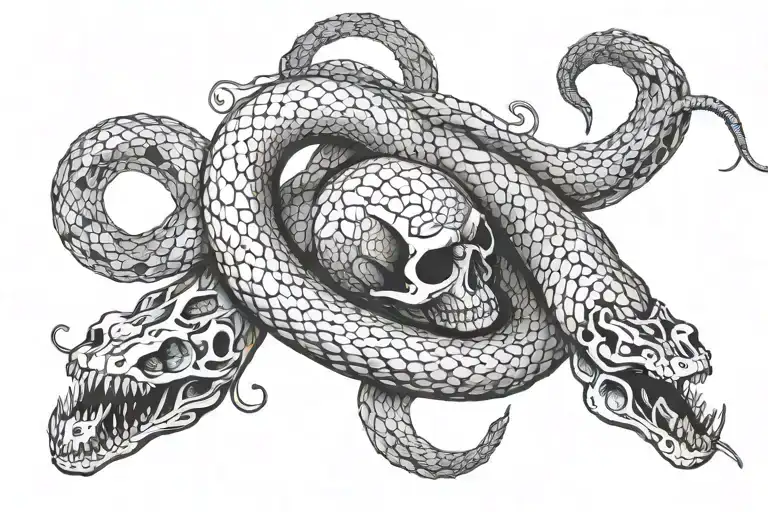 Skeletal Snake And Normal Snake Separate