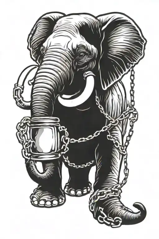 Elephant In Chains Drinking Moonshine