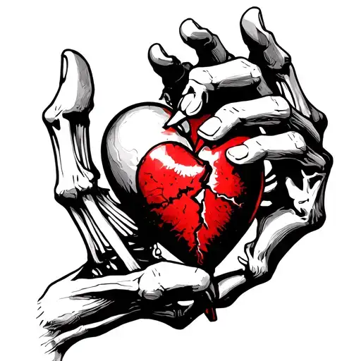A Broken Heart In The Hand Of A Skeleton
